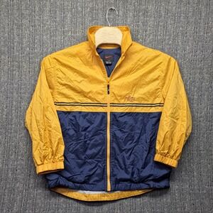 Vintage 90s Nike Windbreaker Jacket Youth L 14-16 Yellow Navy Big Swoosh Lined